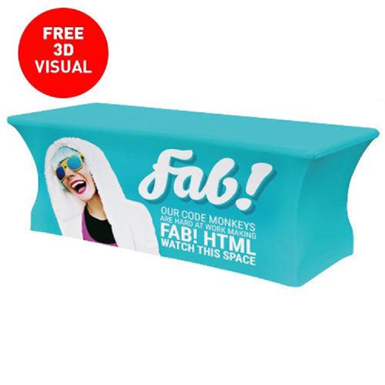 Premium 8' Stretch Table Cloth 3 -Sided (Full-Color Full Bleed)