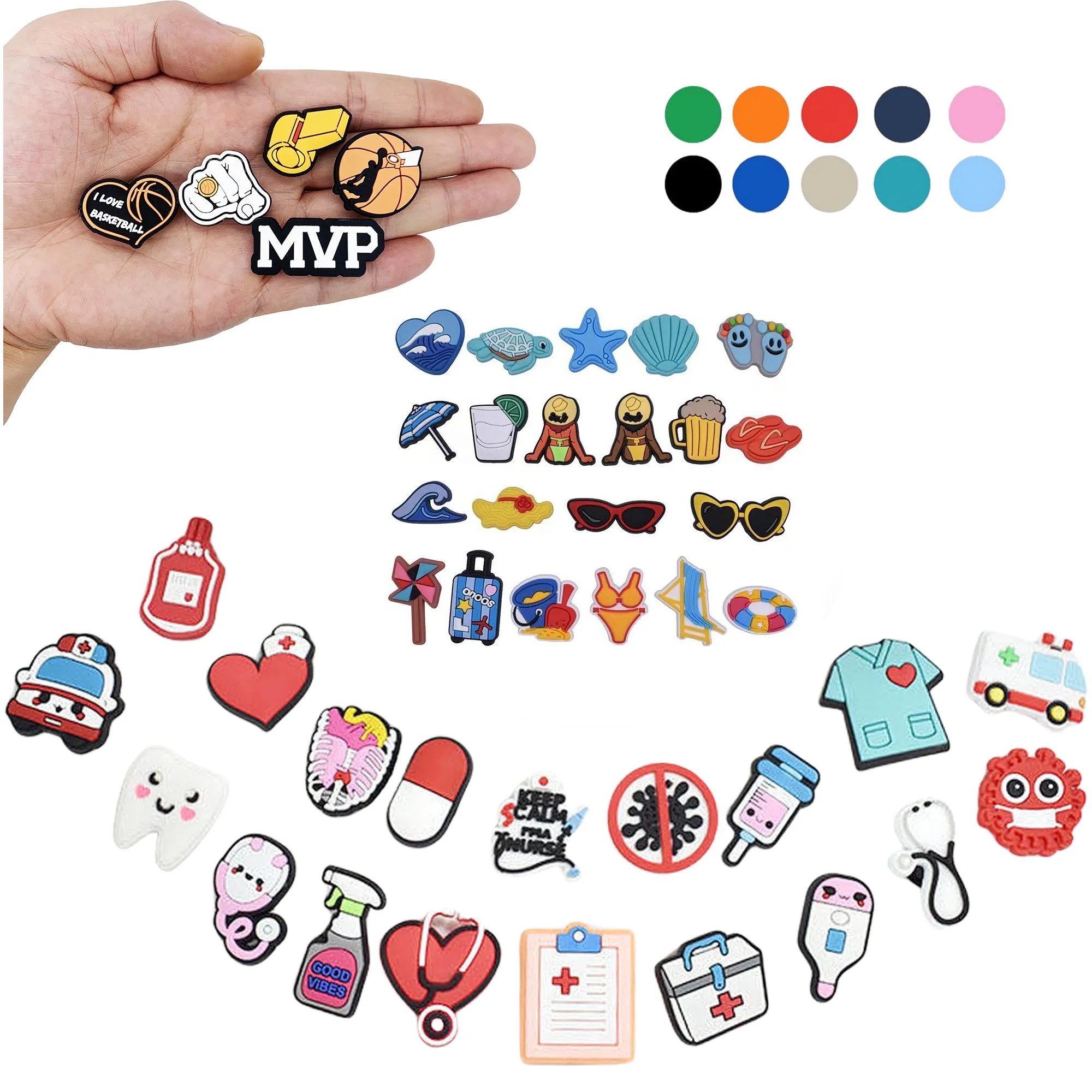 Available Different Types PVC Clogs Shoes Charm Accessories 4