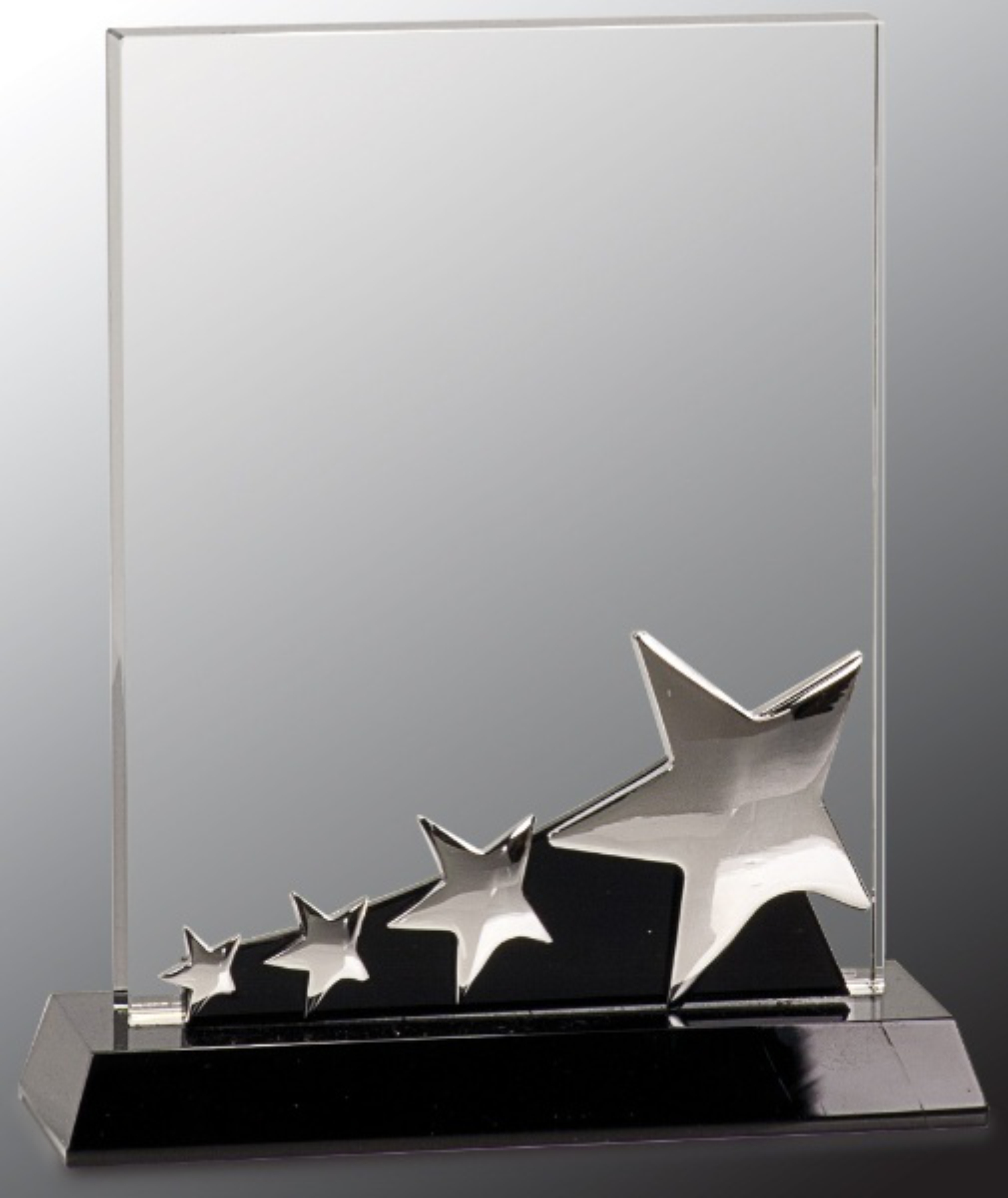 7" Rectangle Crystal Award with Silver Stars on Black Pedestal Base 2