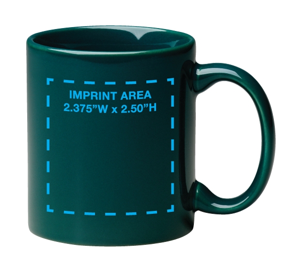 11 oz Green C Handle Mug