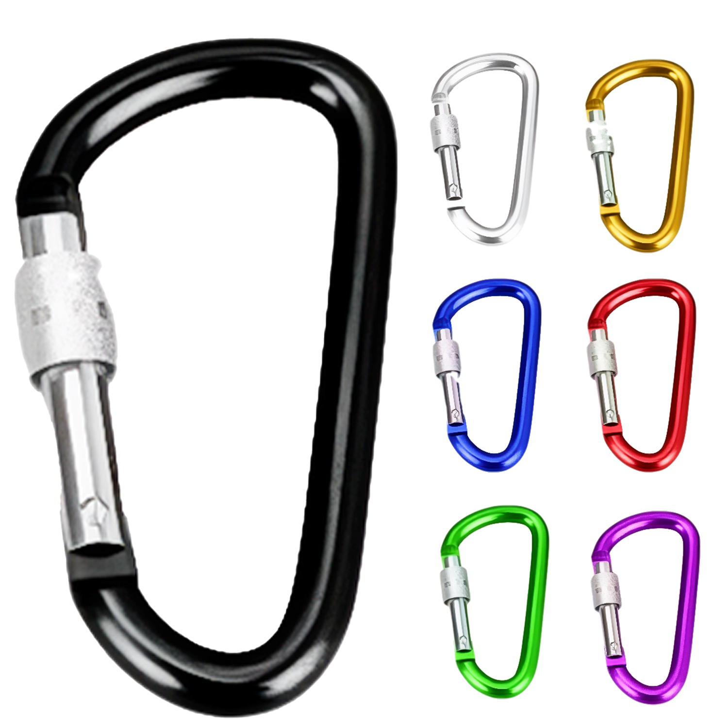 Aluminum D Shape Carabiner w/ Screw Lock 5