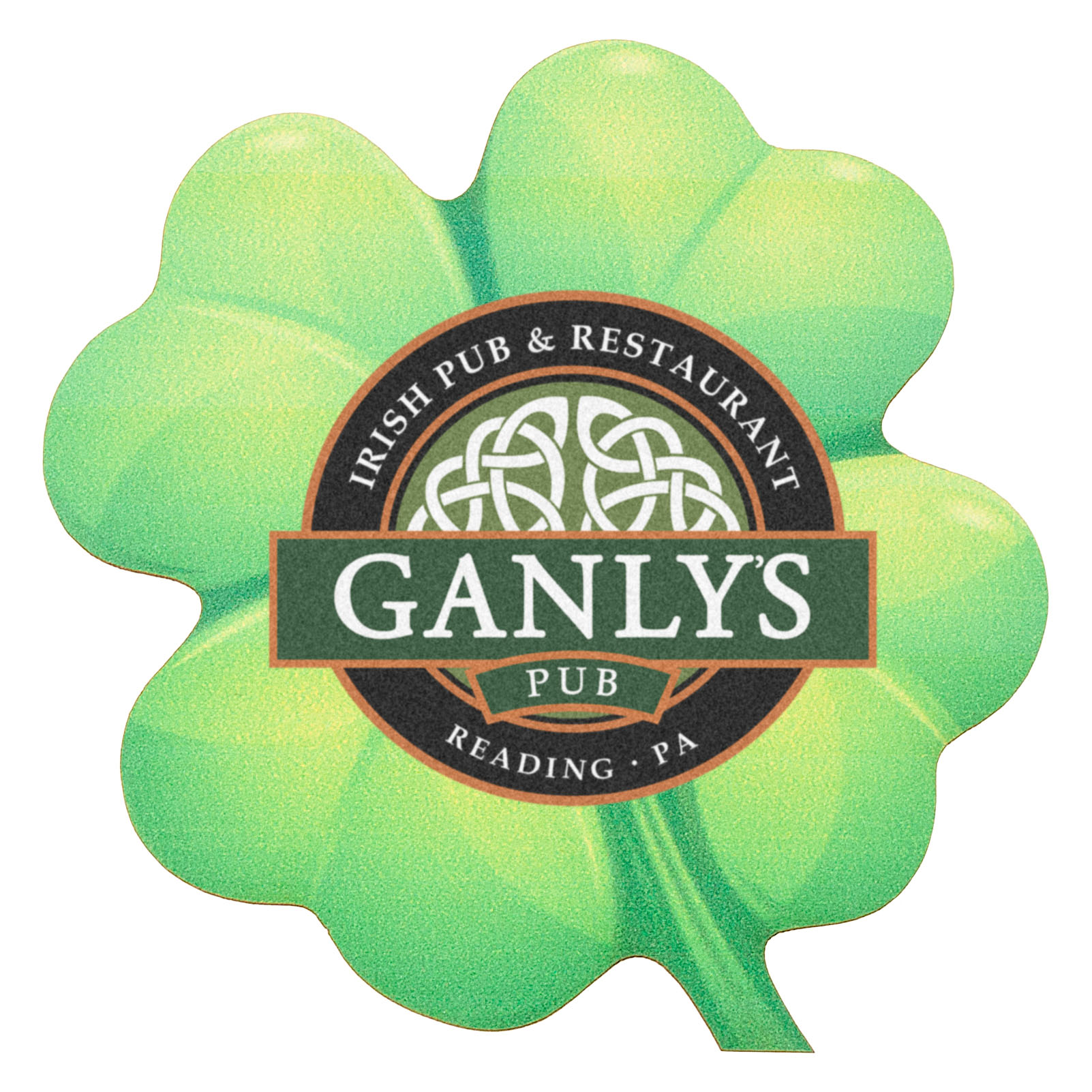 Full Color Process 60 Point Clover Pulp Board Coaster