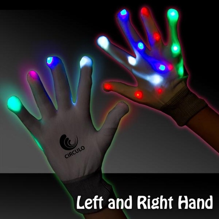 Light Up LED Glow Rainbow Gloves - White 2