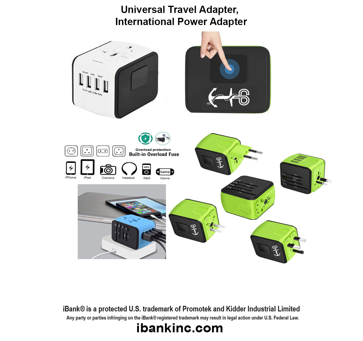 iBank ® Universal Travel Adapter, International Power Adapter 1
