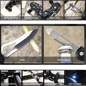 Stainless Steel Hex Wrench Safety Hammer Tool Kit With Flashlight 4