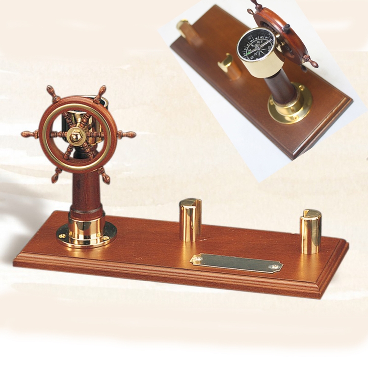 Ship Wheel with Compass Business Card Holder 1
