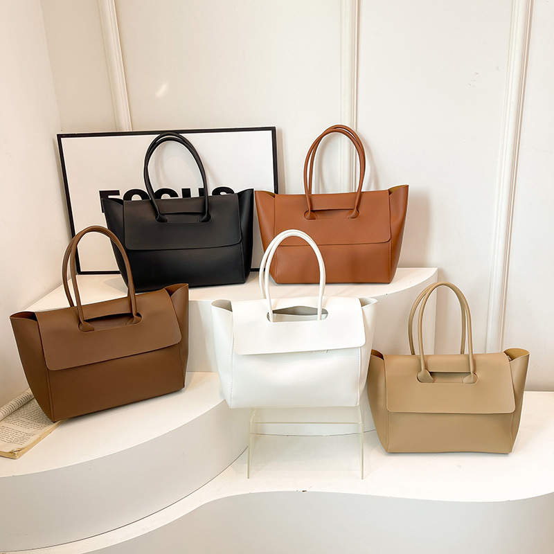 Solid Color Minimalist Pu Leather Tote Bag 4