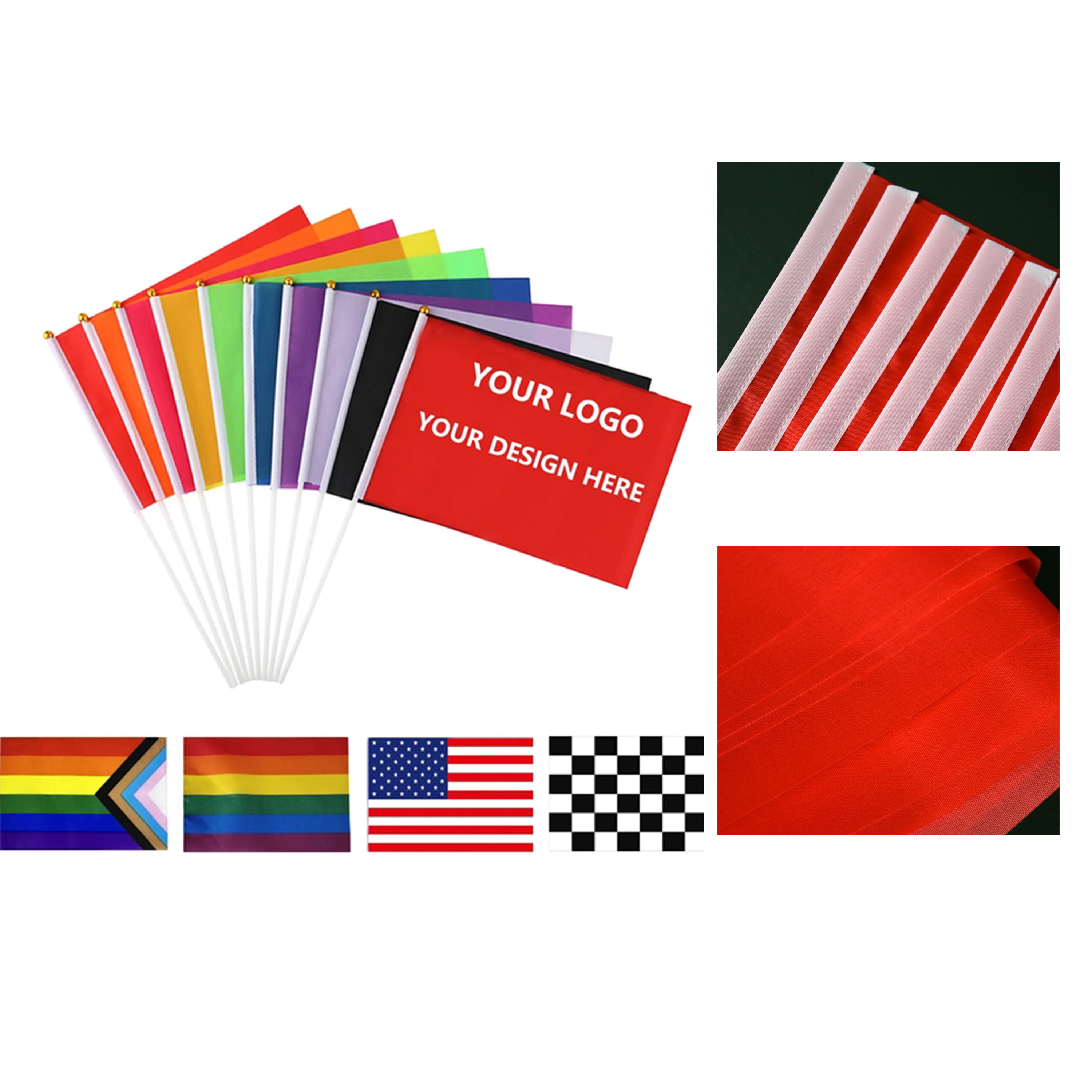 Expedited Full Color Custom Hand Held Stick Flag Service 2