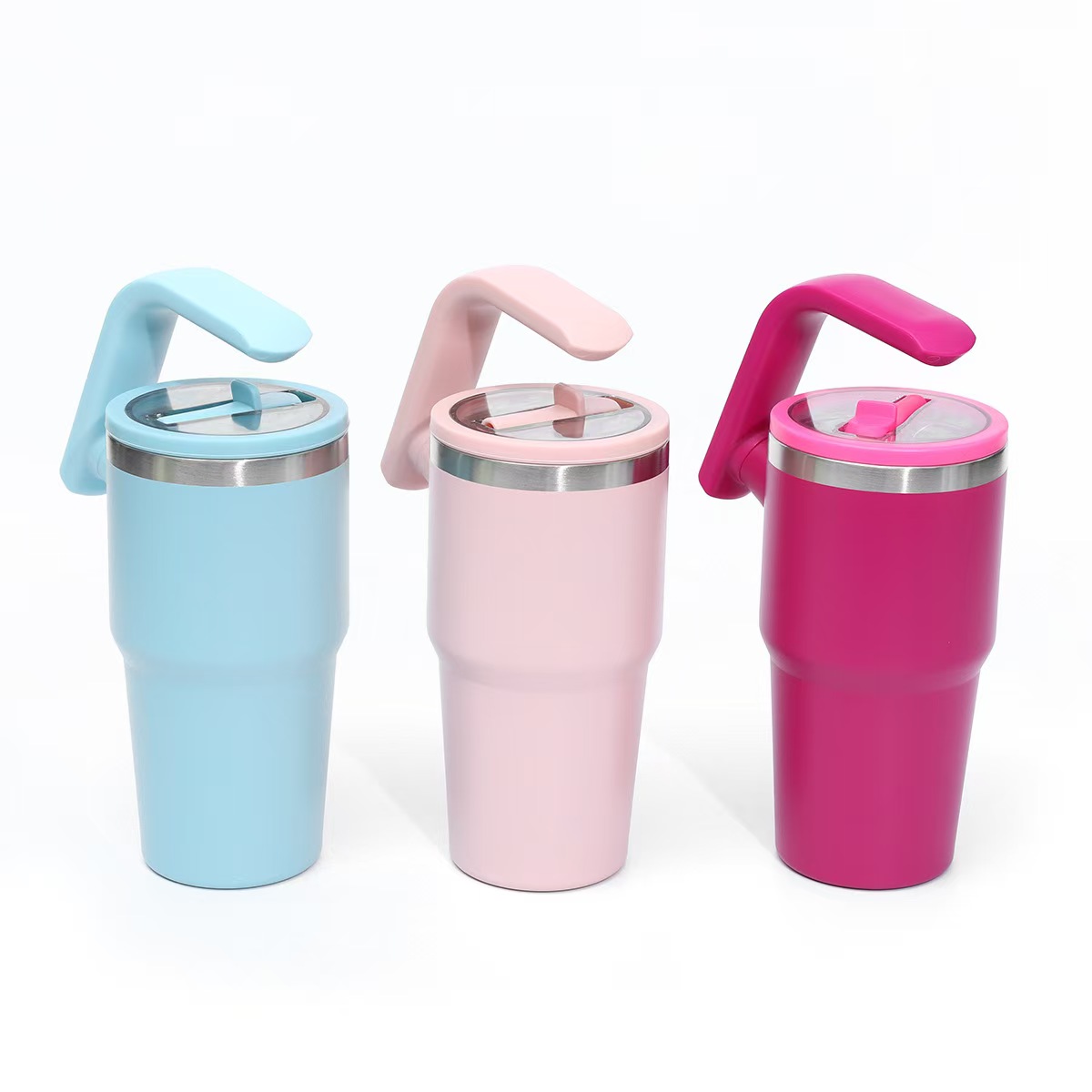 20oz, 30oz, 40oz Vacuum Stainless Tumbler With Rotatab Handle And Straw For Travel, Outdoors, Sport 9
