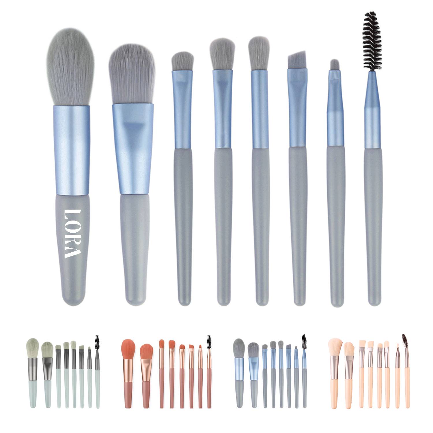 8-Piece Makeup Brush Set, Macaron-Themed Portable Blush 2