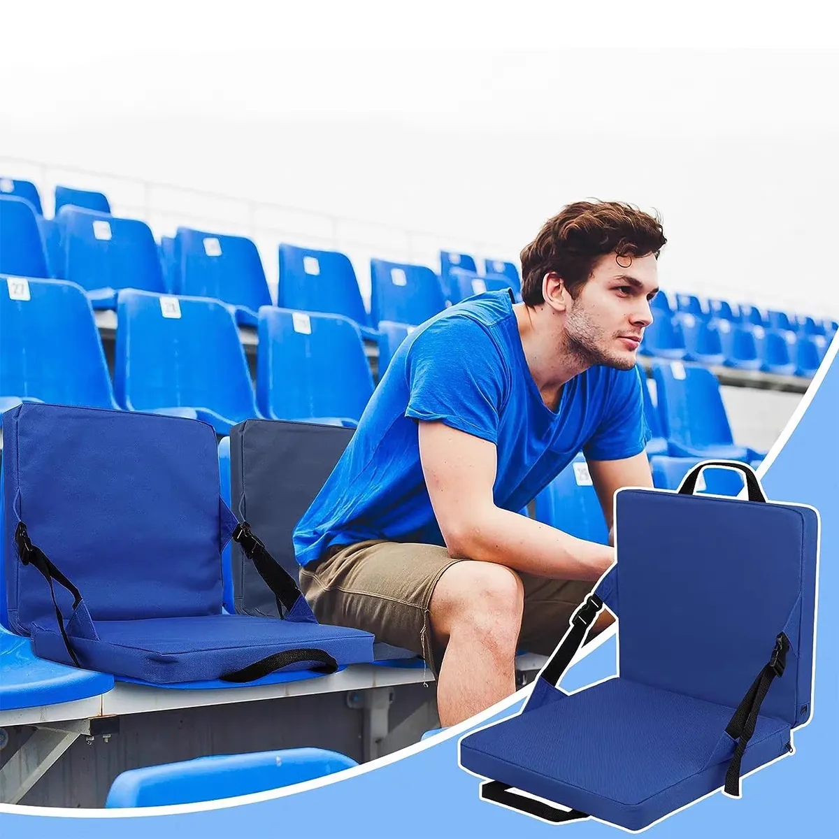 Portable Folding Stadium Seat With Backrest And Straps 5