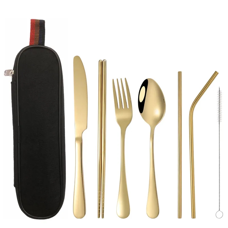 Reusable Stainless steel cutlery set with case 7