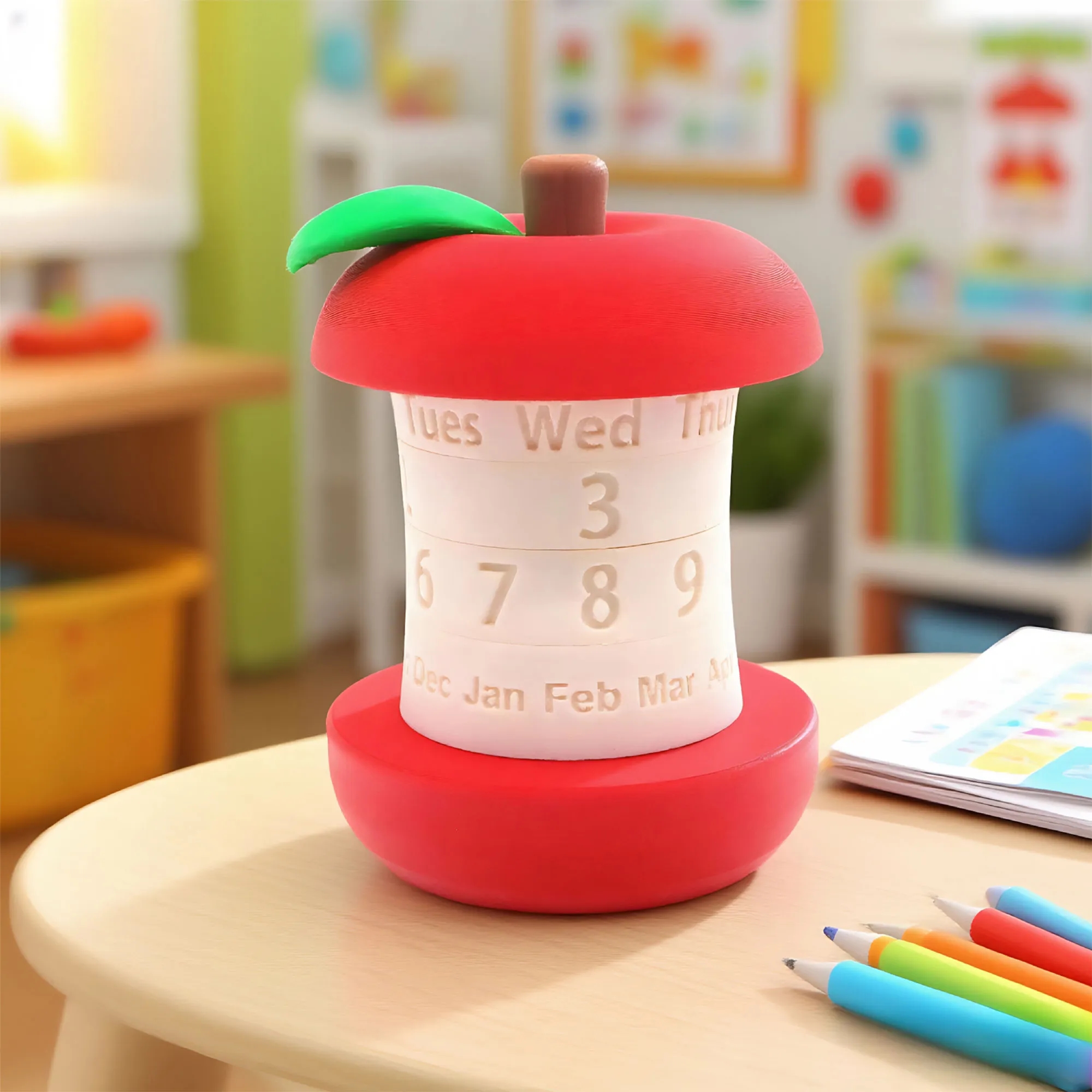 Creative Rotating Apple Perpetual Calendar Desk Decor Gift 3