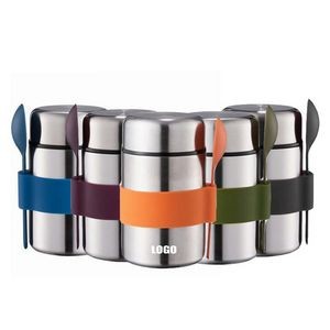 400ml Double Wall Insulation Stainless Steel Food Mug With Spoon 3