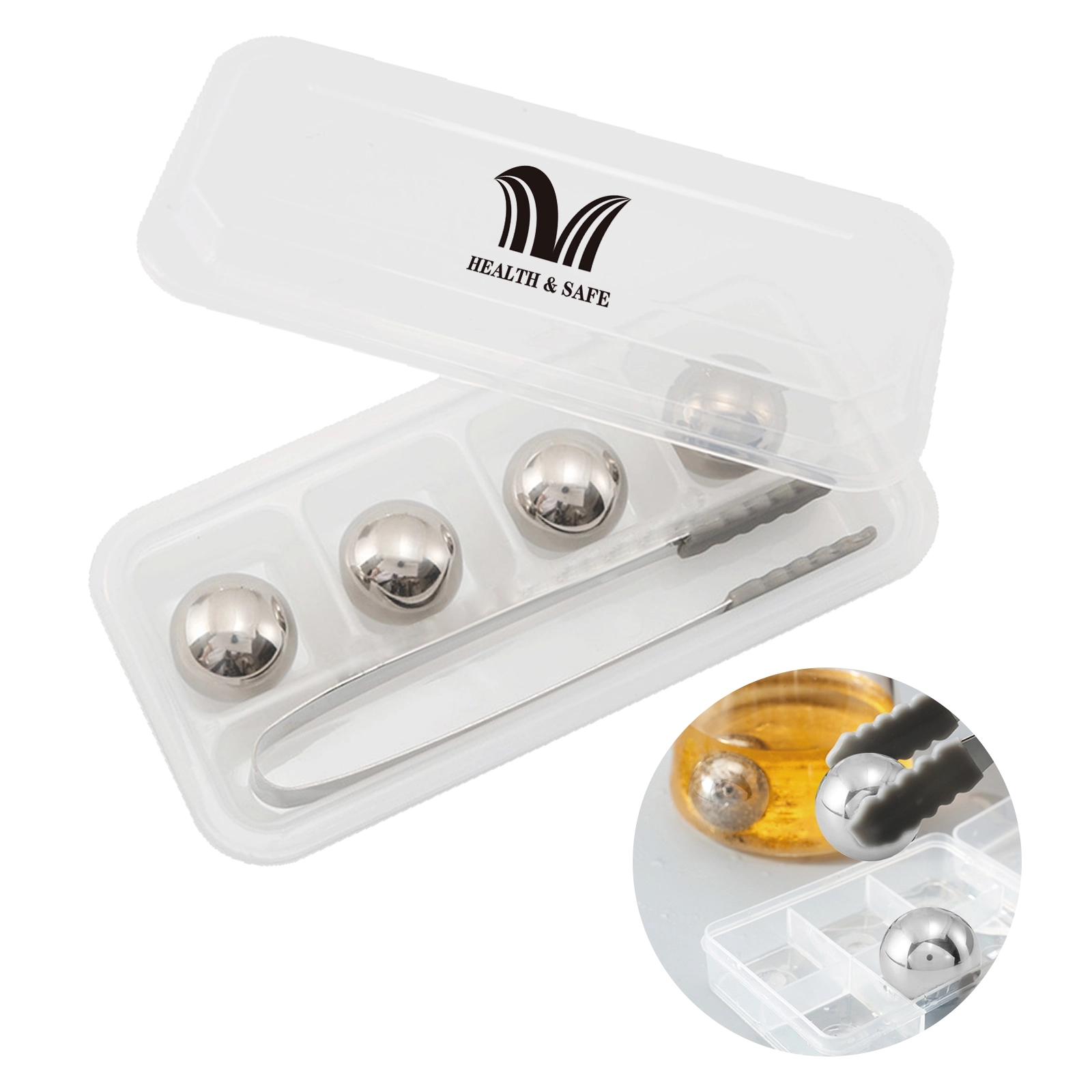 Reusable Round Stainless Steel Ice Cube Set 4
