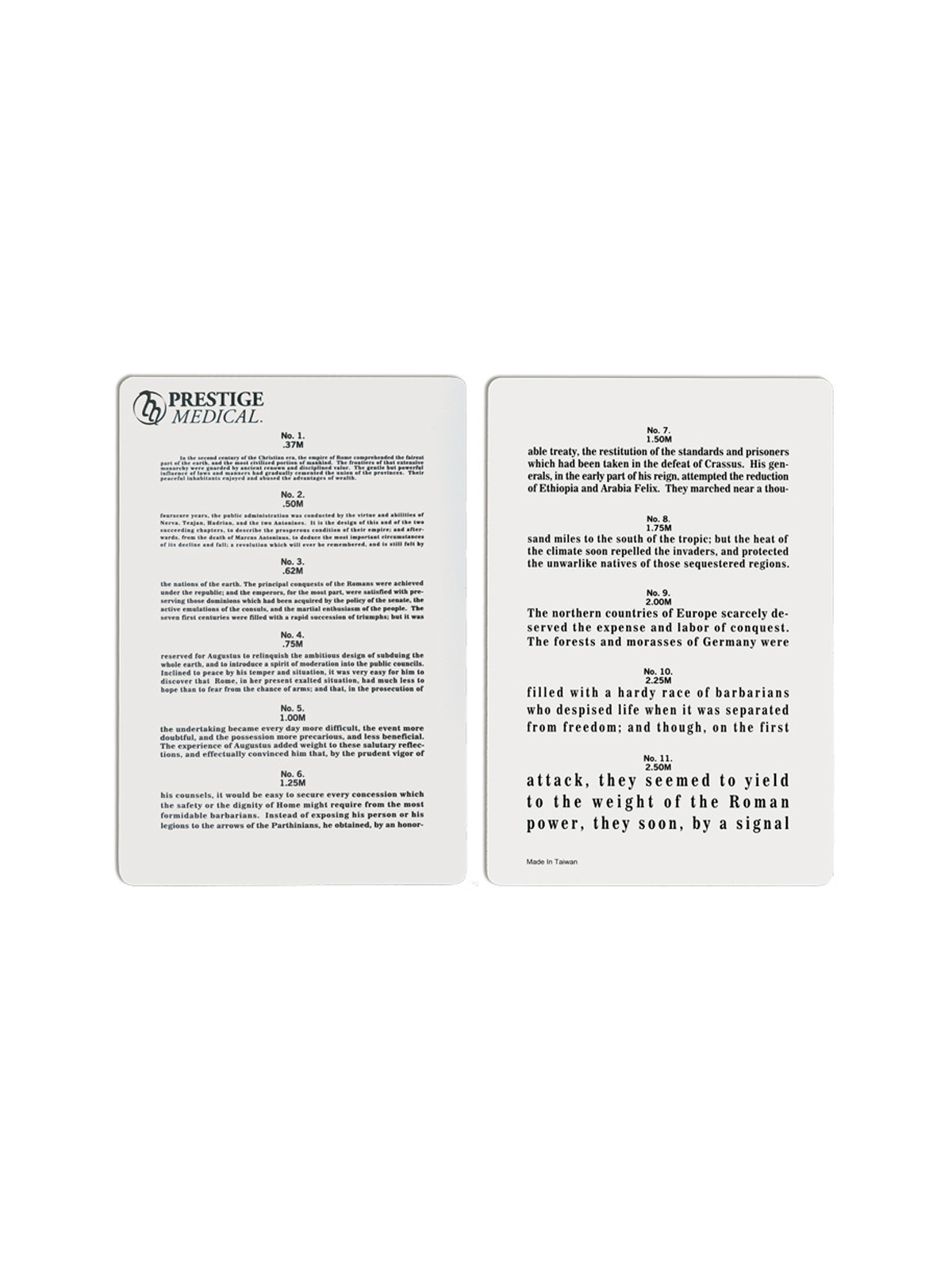 Prestige Medical - Jaeger Eye Chart