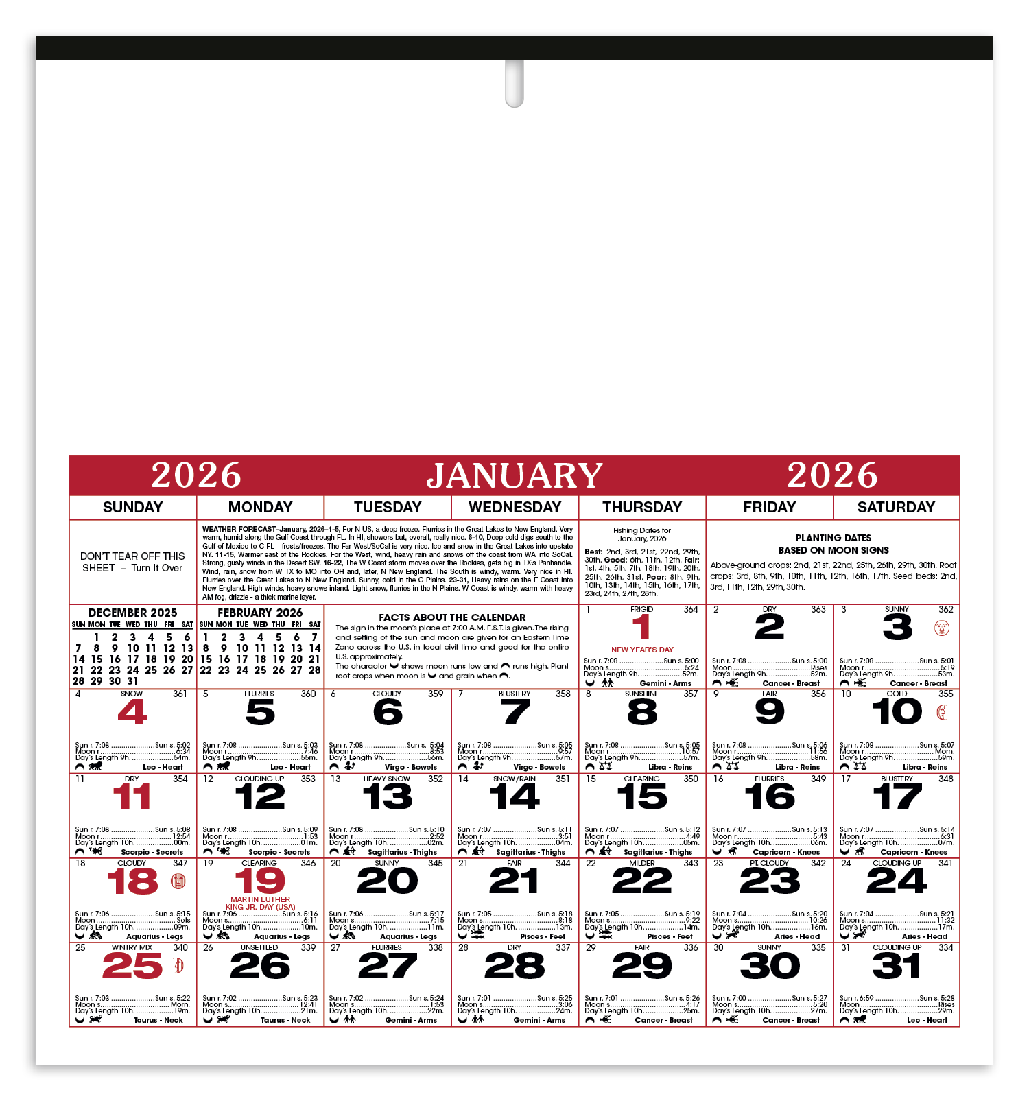Skinner & Kennedy® Almanac Calendar 18