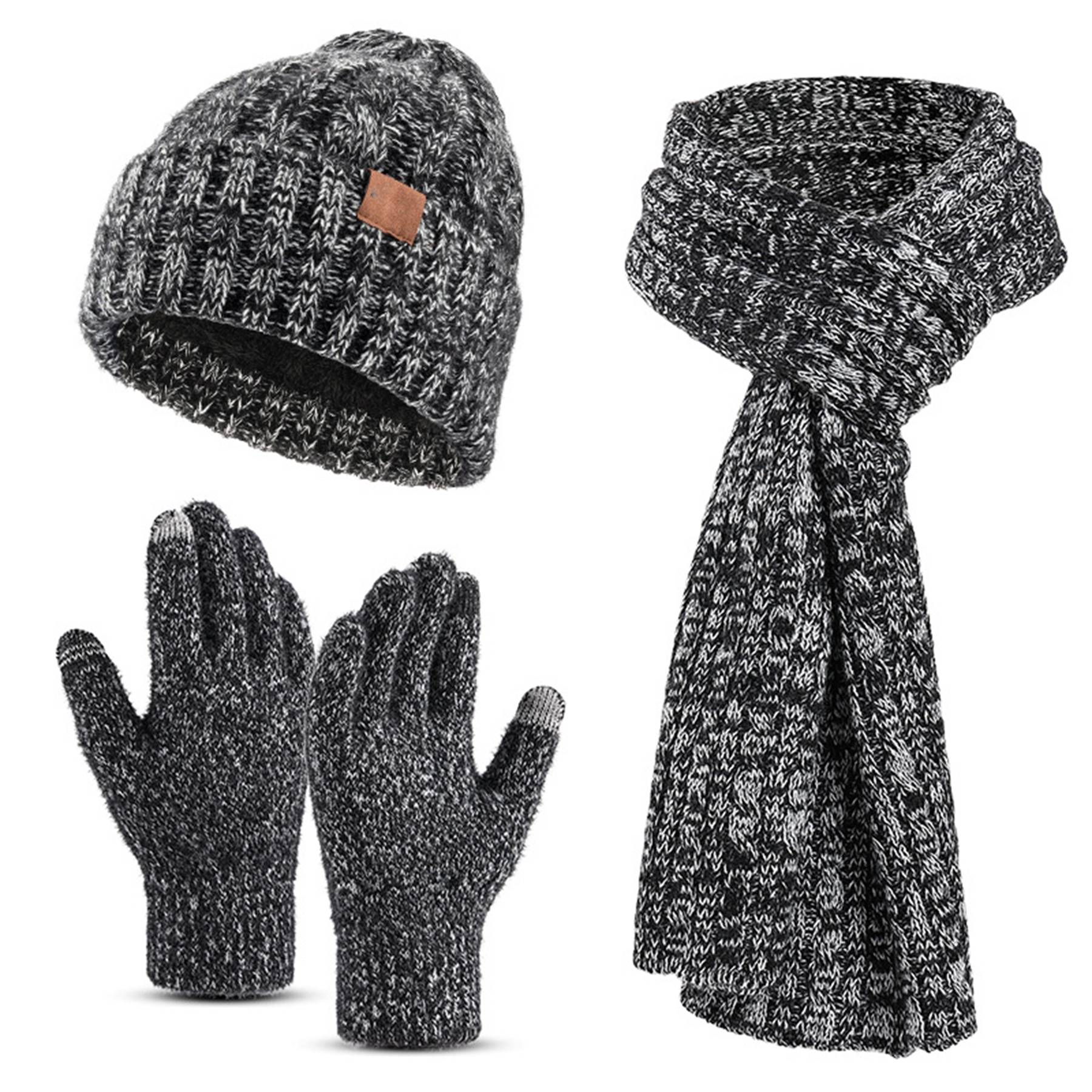 Beanie+Long Scarf+Touch Screen Gloves Set for Women Men 2