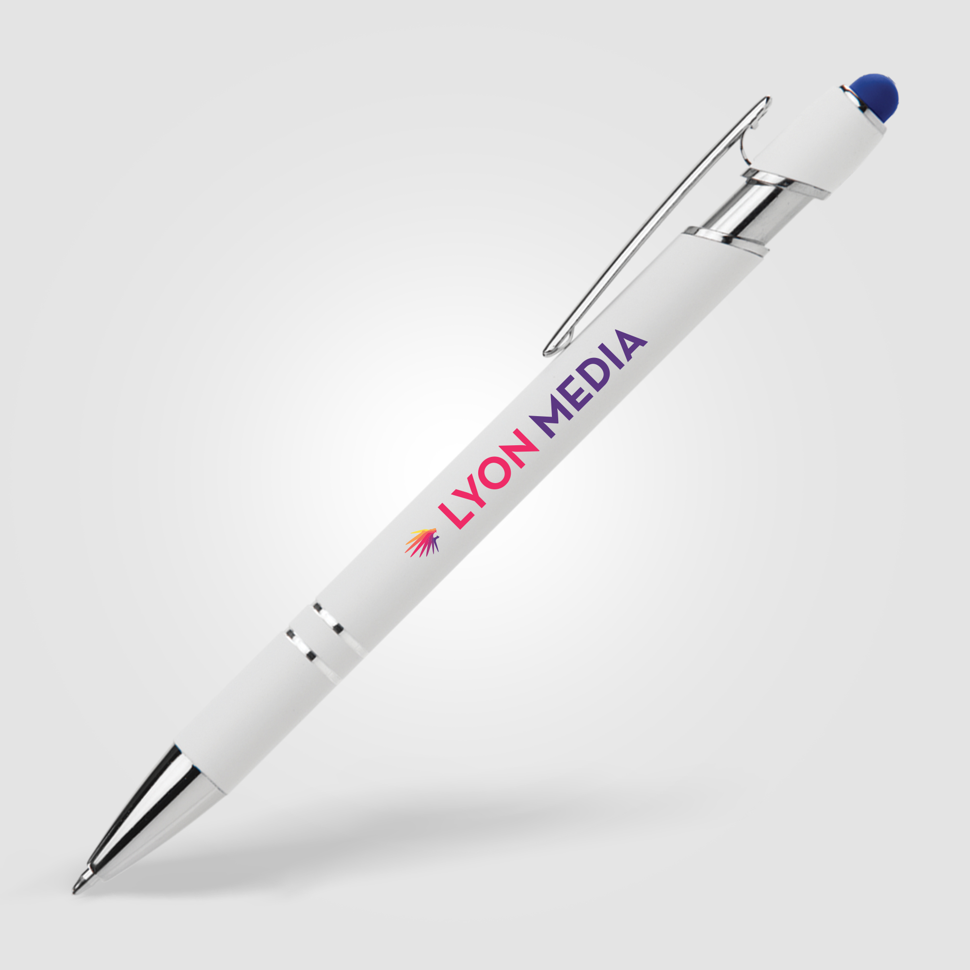 Ellipse Softy White Barrel Metal Pen w/ Stylus 15