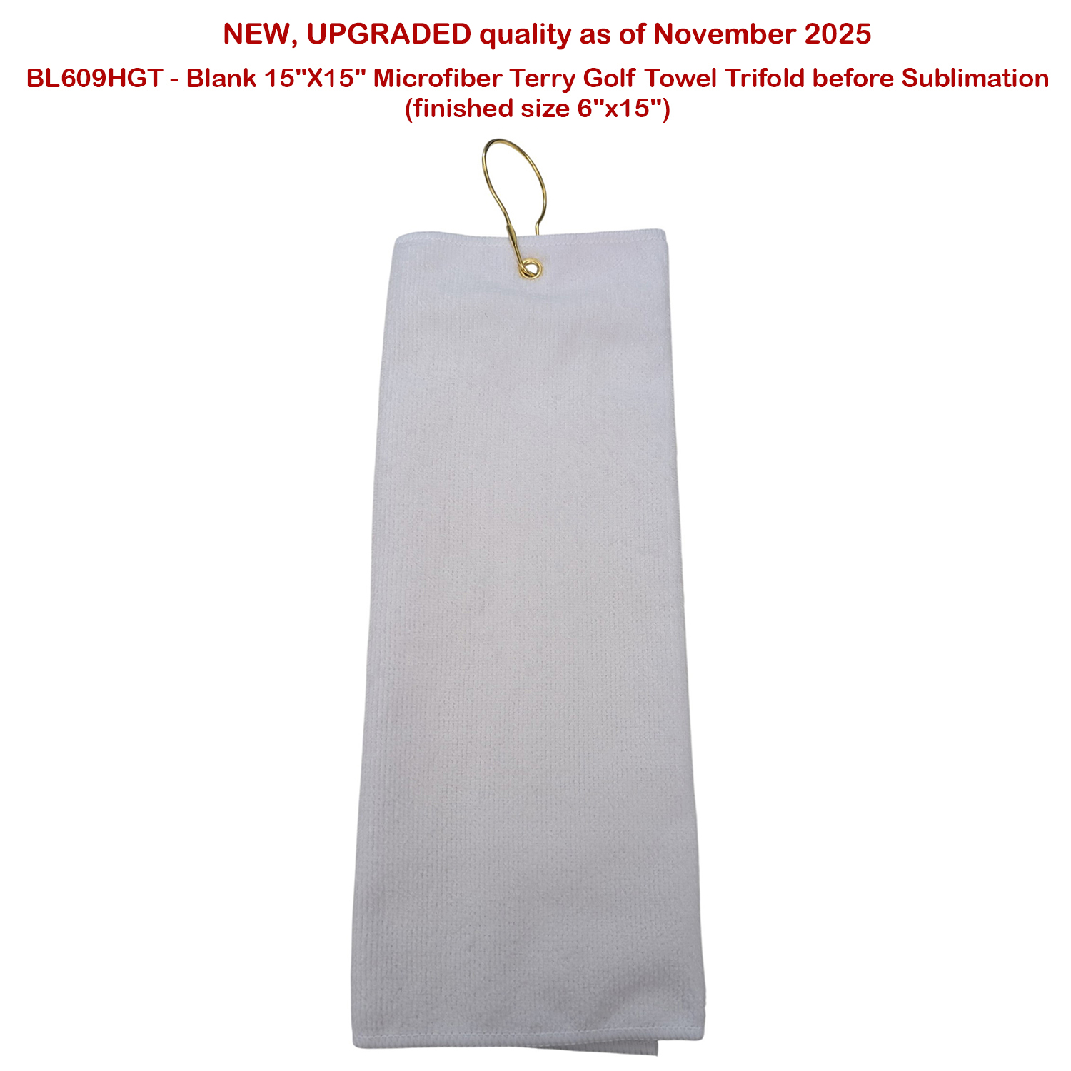 72 Hr Fast Ship - Colored Microfiber Dri-Lite Terry Golf Towel, Finished size 6x15, Trifold 1