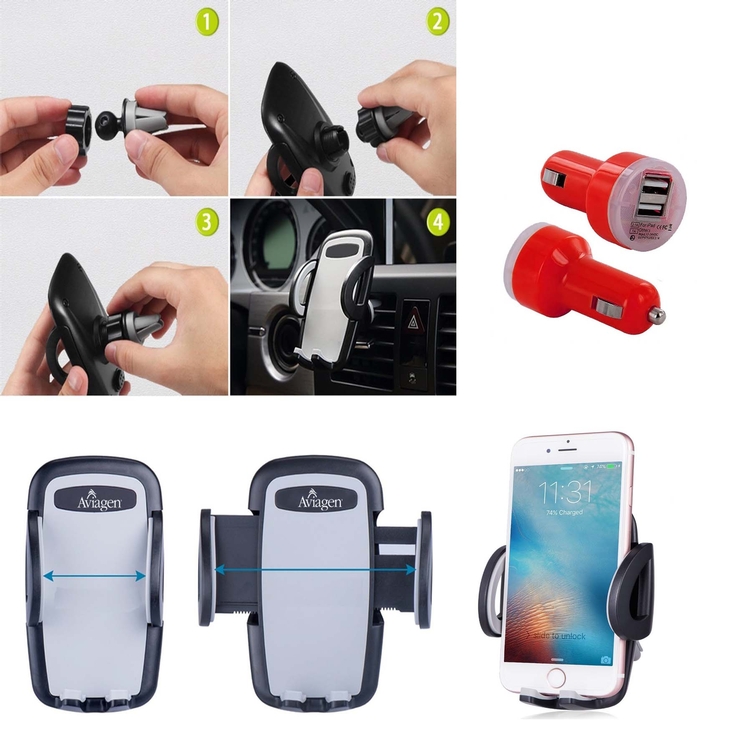 iBank ® Car Phone Holder compatible with iPhone, Galaxy & More 1