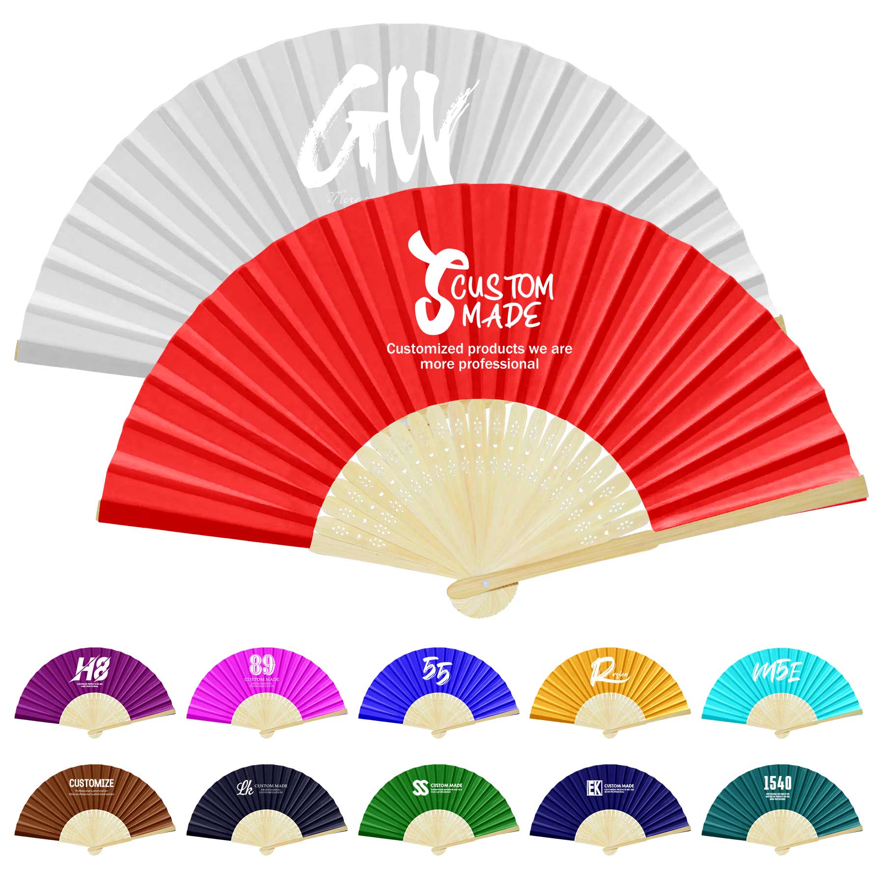 Full-color Folding Bamboo Paper Hand Fan 1