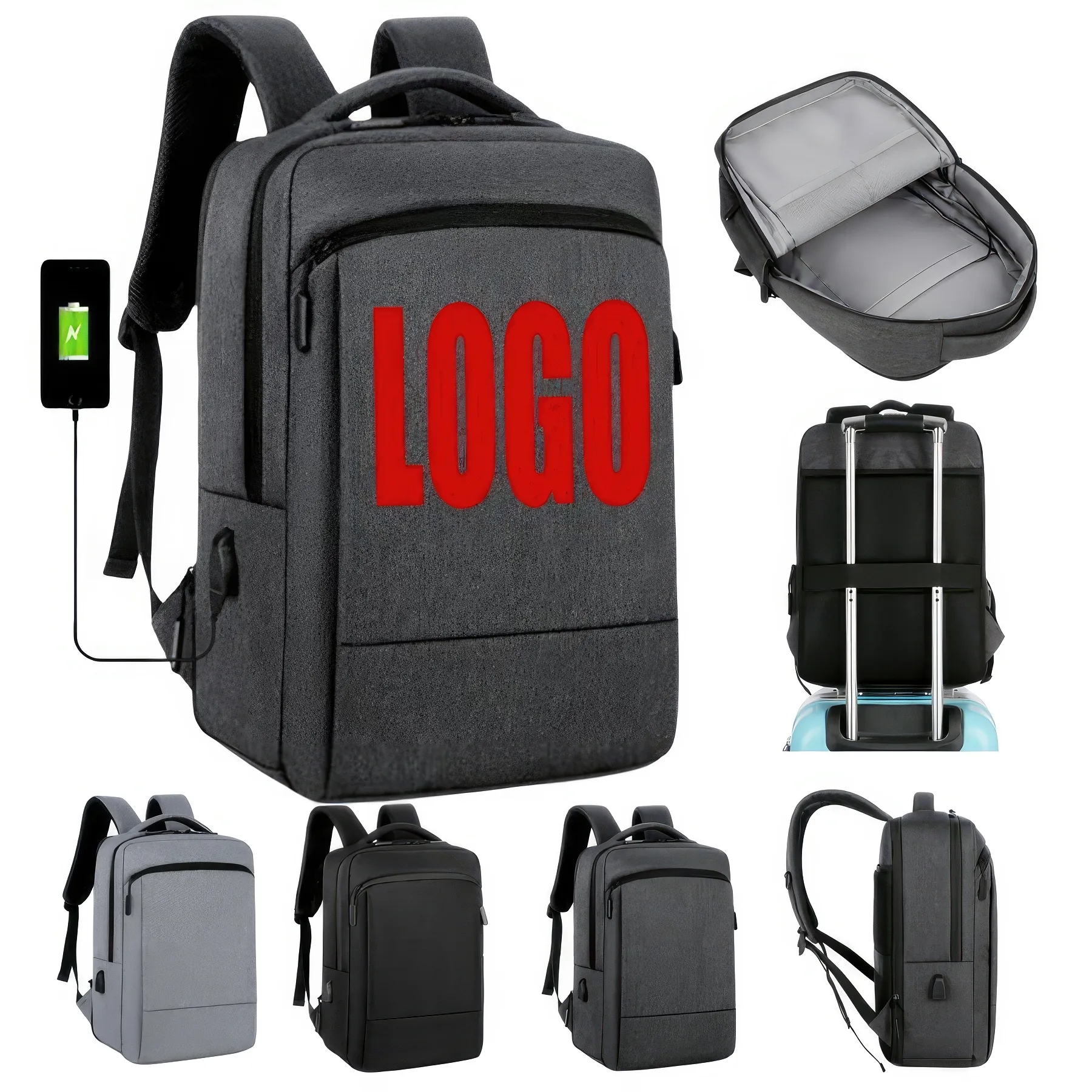 Business Travel School Laptop Backpack with USB Port 1