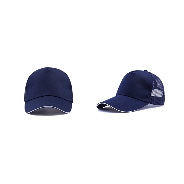 Stock Poly Cotton 5 Panel Mesh Back Cap, Hook and Loop Fastener 21