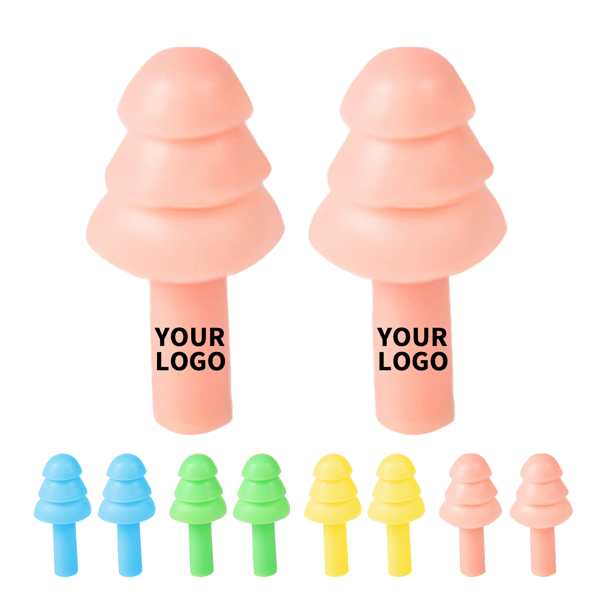 Silicone Triple Flange Noise Reduction Ear Plug With Pocket Case 1.18" Length X 0.59" Width 2