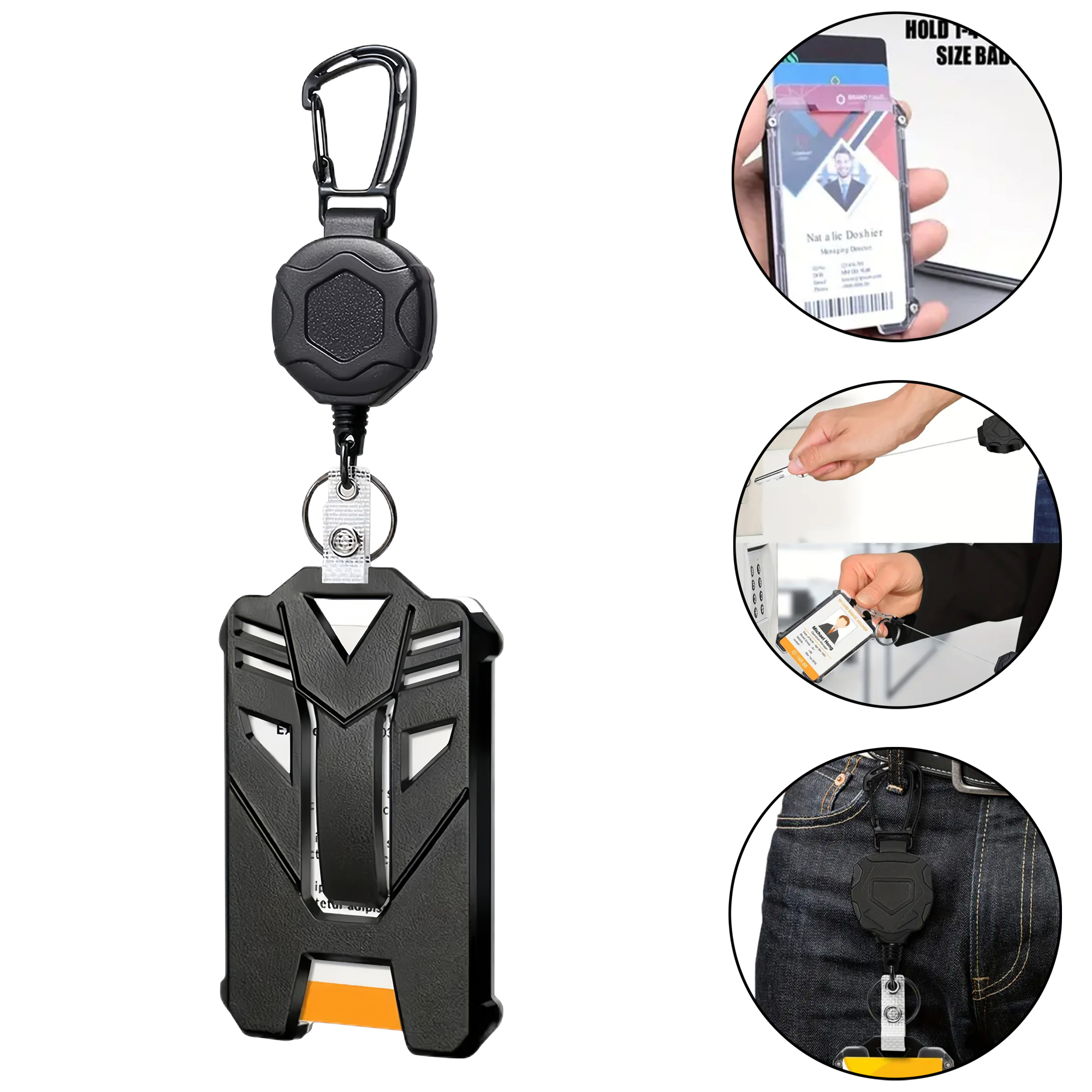 Round Carabiner Keychain with High Elasticity Rope, Portable Retractable Climbing Hook for Outdoor. 3