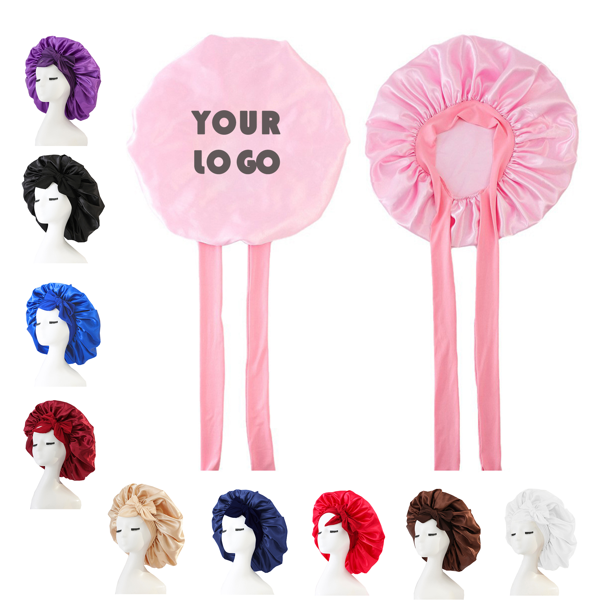 Satin Ribbon Bonnet Hair Protection Sleep Cap 6