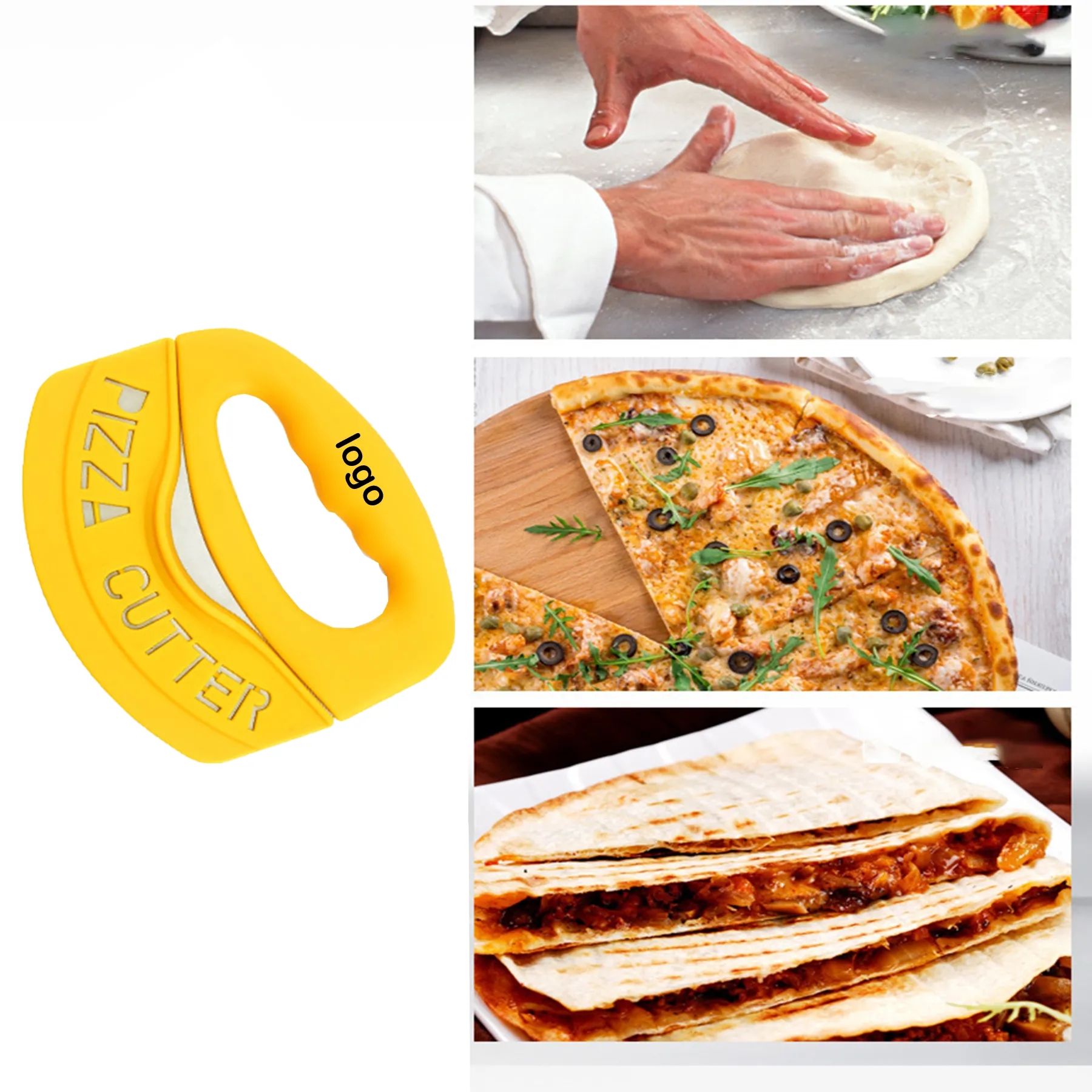 Stainless steel hand-held pizza cutter 2