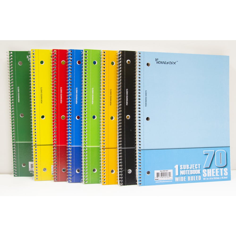 Wide Ruled 1-Subject Notebooks - 8 Colors 70 Sheets 1