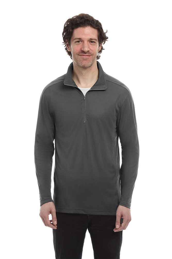 MENS WICKING SOLID 1/4 ZIP LS PULLOVER 22