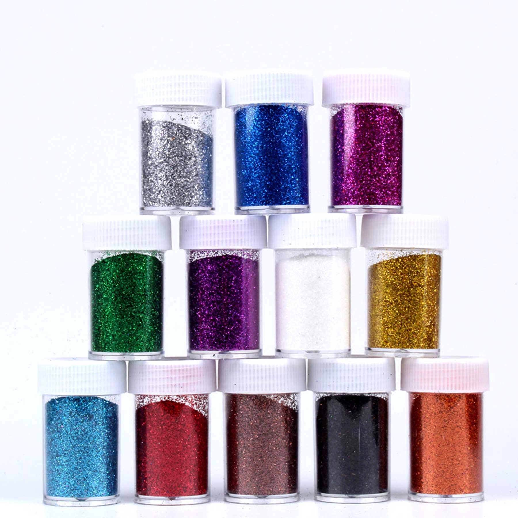 12 Pack Assorted Colors Cosmetic Nail Art Glitter Powder Set 3