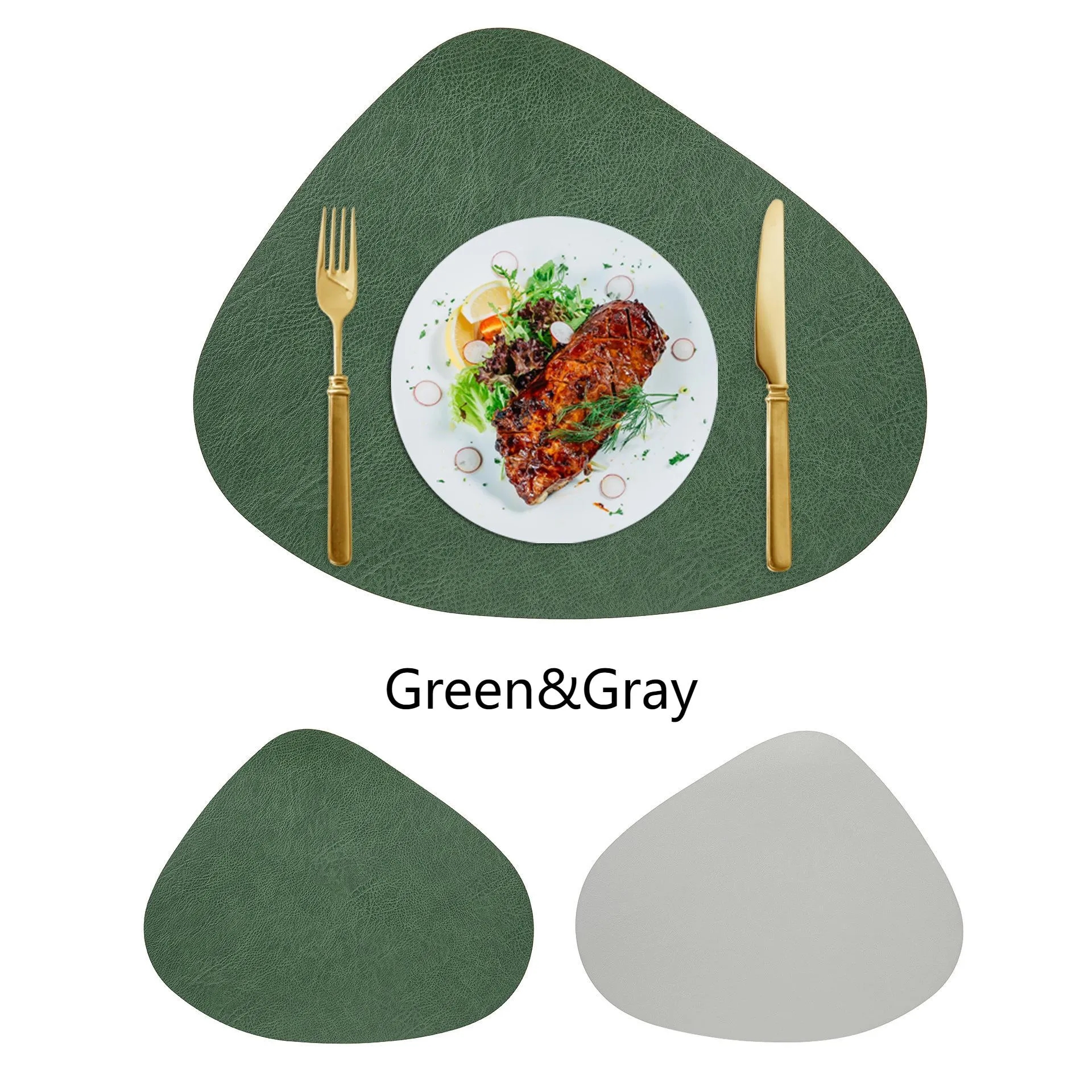 Water Droplet Shaped Leather Coaster Table Tableware Mat 14