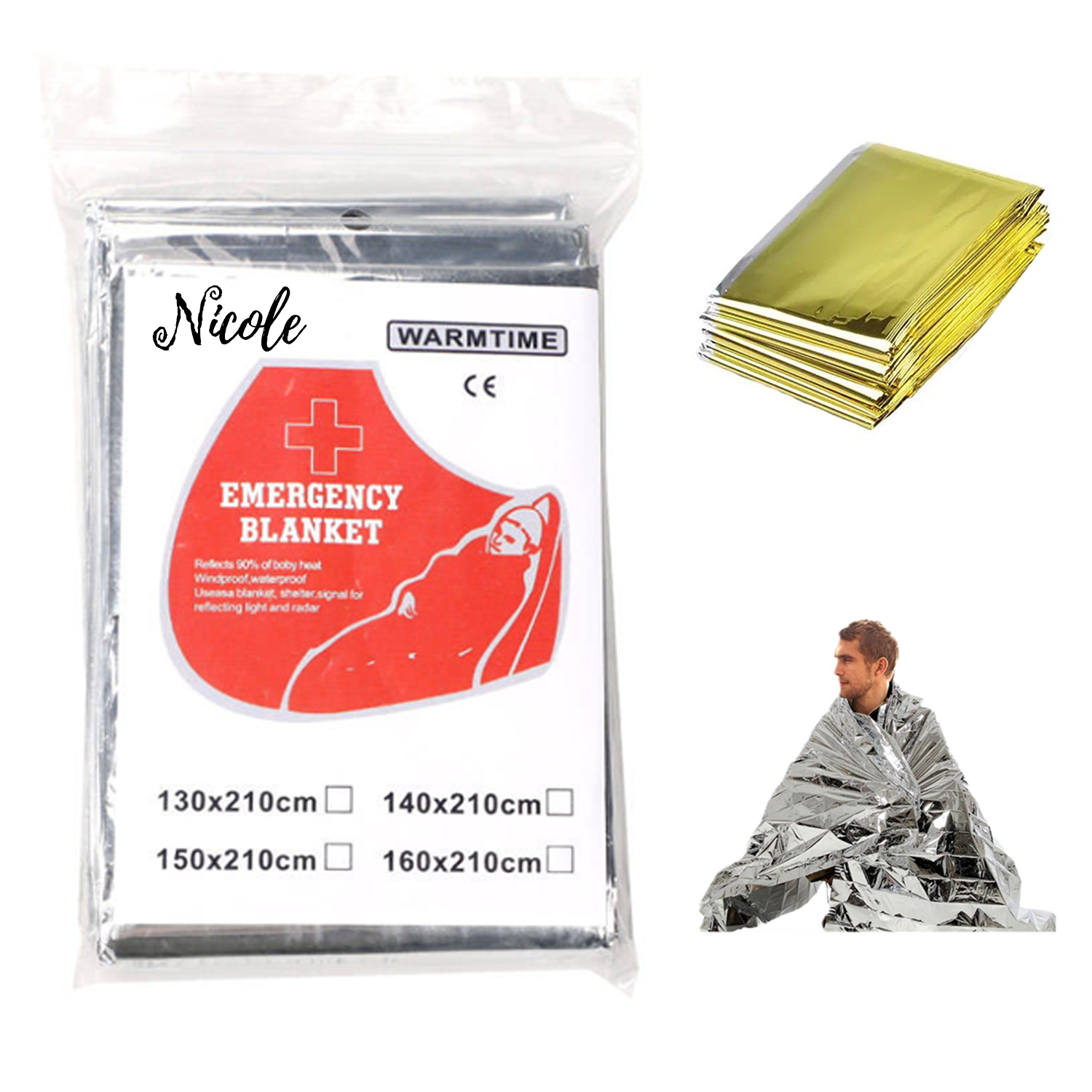Reflective Aluminum Foil Emergency Survival Blanket 3