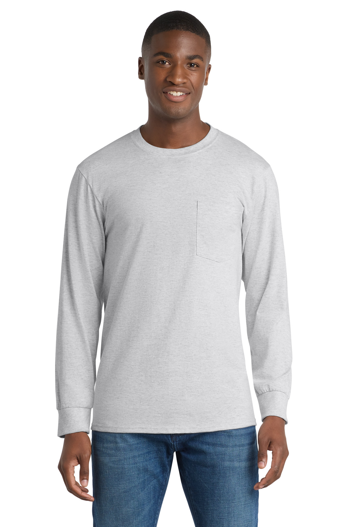 Port & Co Long Sleeve Essential Pocket Tee. PC61LSP 21