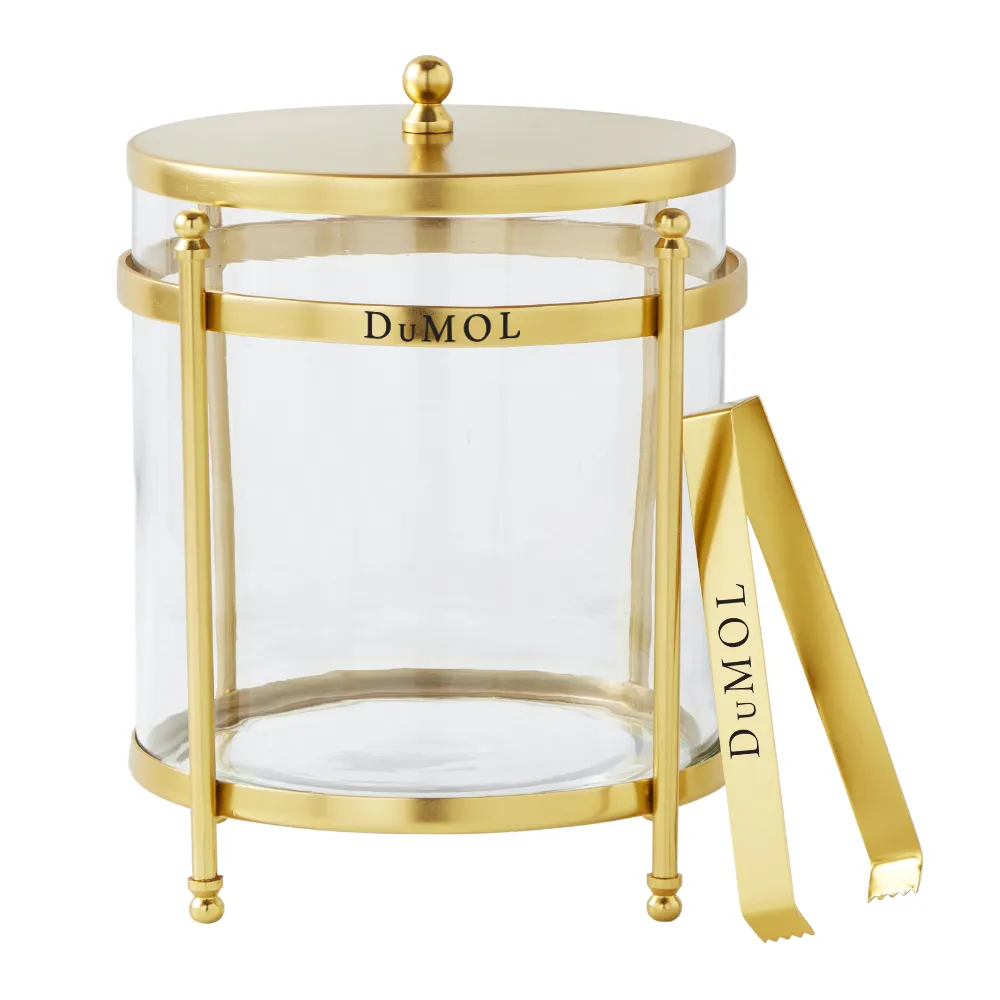 Antique Brass and Glass Ice Bucket 2