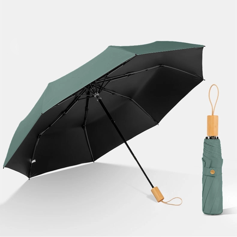 Custom Foldable Sun & Wind Proof Umbrella with Wooden Handle 16