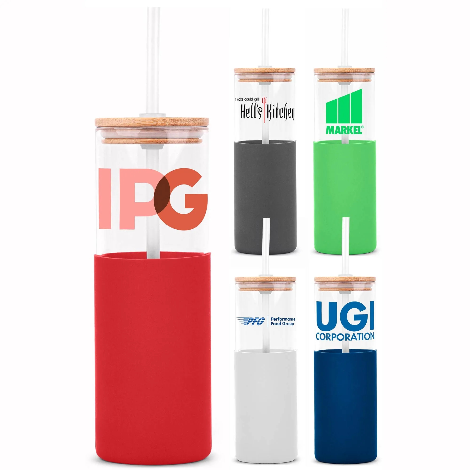 18oz. Glass Tumbler with Bamboo Lid, Straw & Silicone Sleeve 14