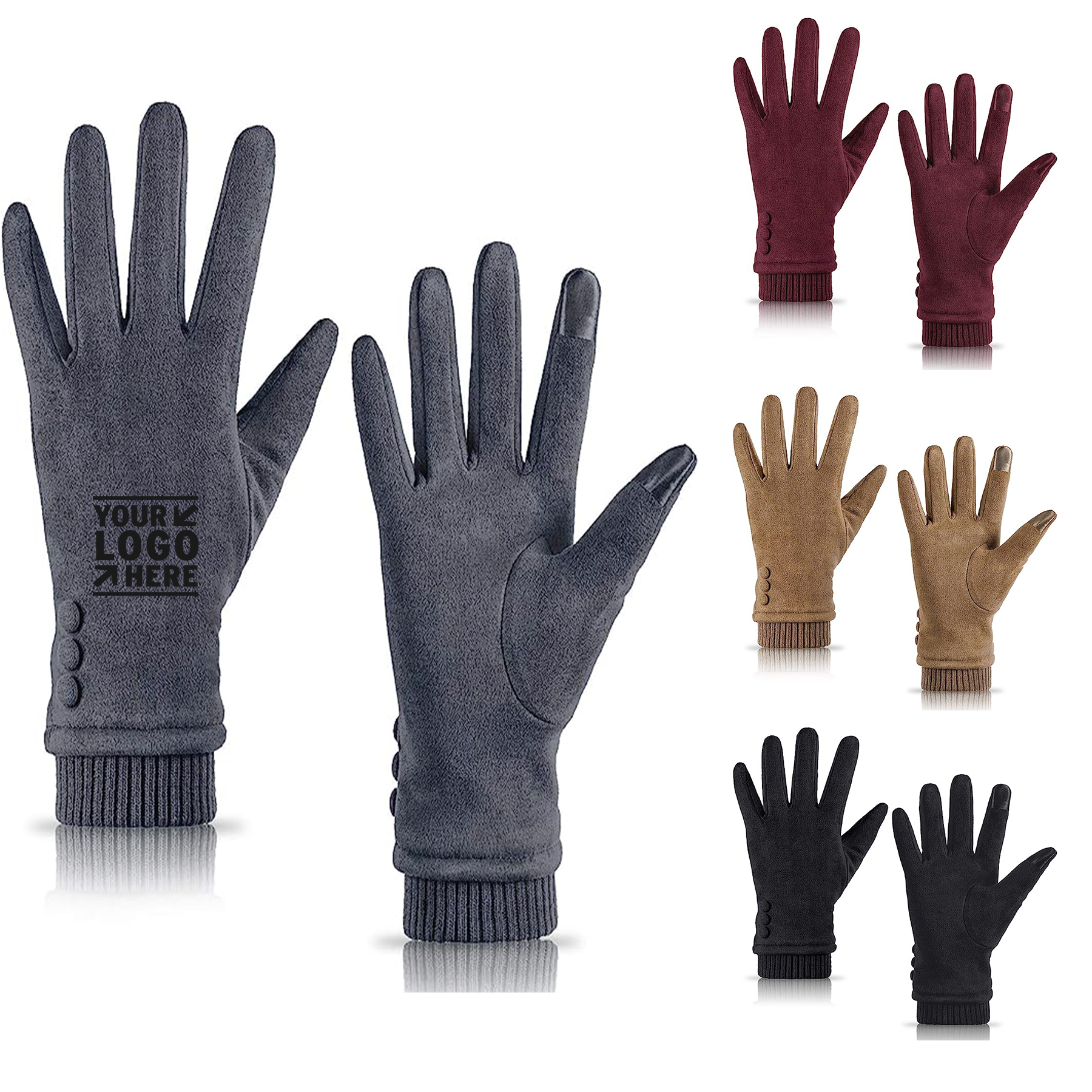 Women Fleece Lined Thick Warm Touch Screen Gloves 2
