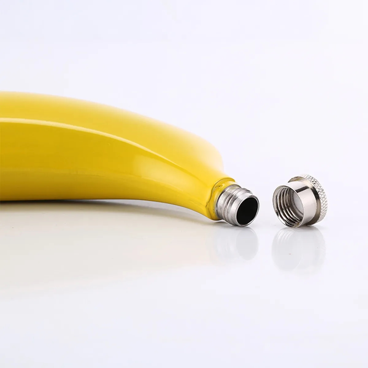 5 Ounce Banana Shaped Stainless Steel Flask, custom water bottle with logo imprint 4