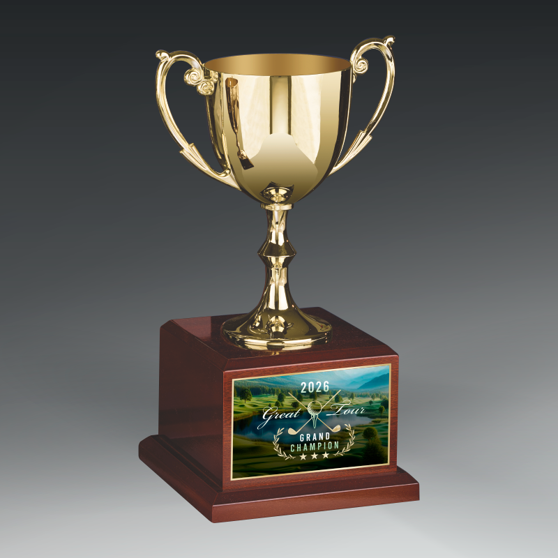 Elegant Metal Cup On Piano Finish Base 5