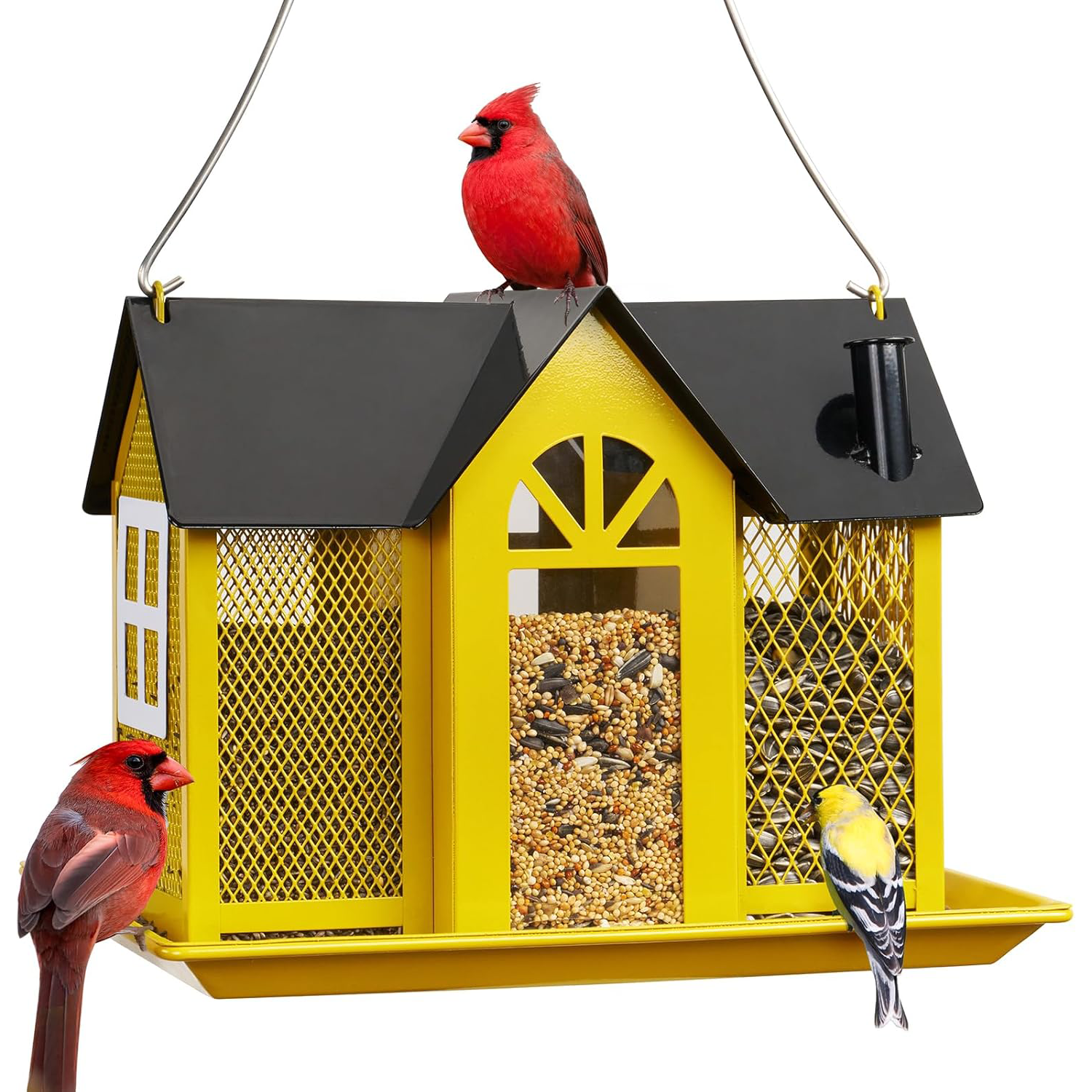 Large Capacity Weatherproof Metal Mesh Bird Feeder House 3