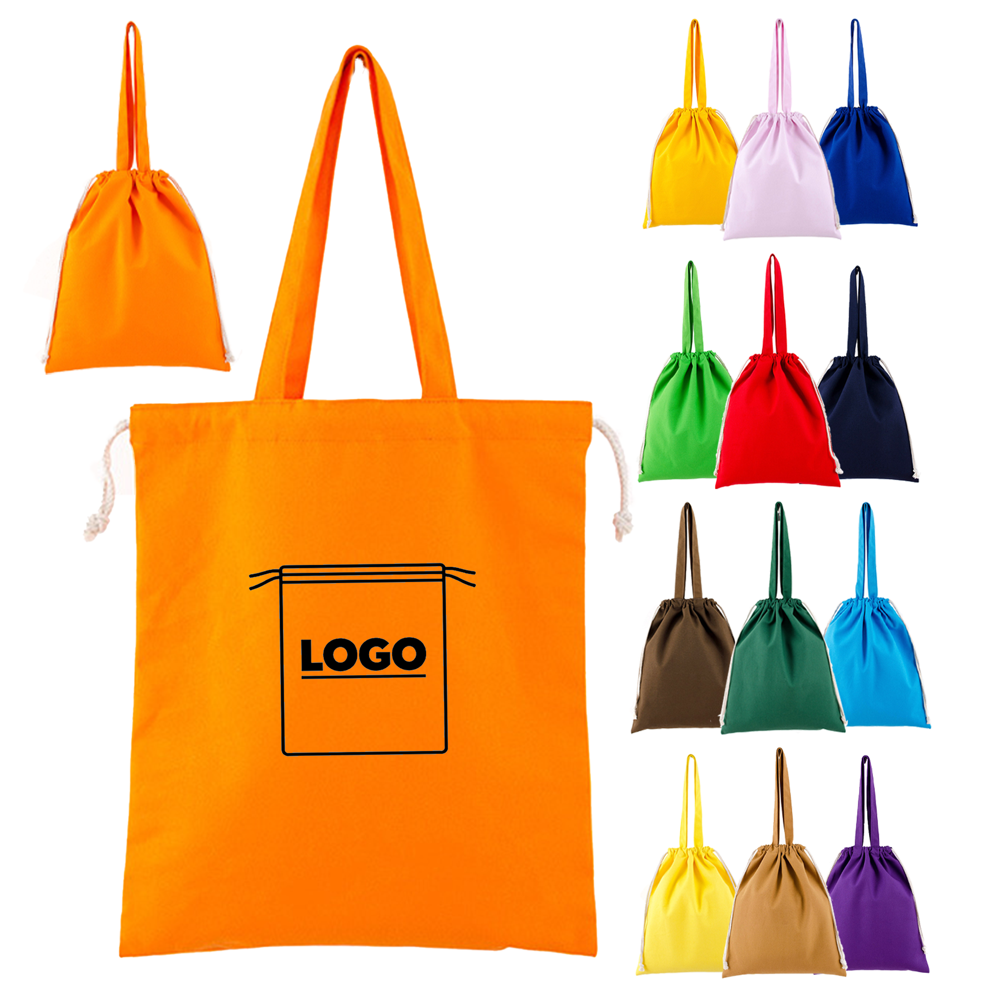 Drawstring Canvas Shopping Handbag 6