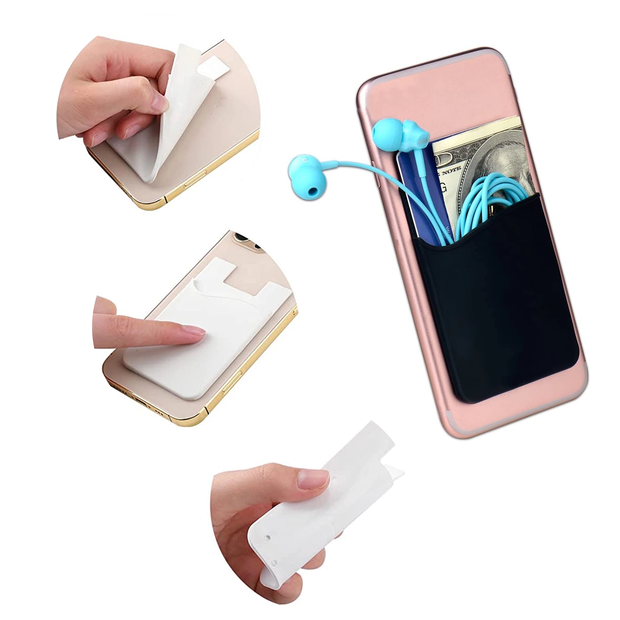 Ultra Thin Stick-on Silicone Credit Card Phone Wallet 2