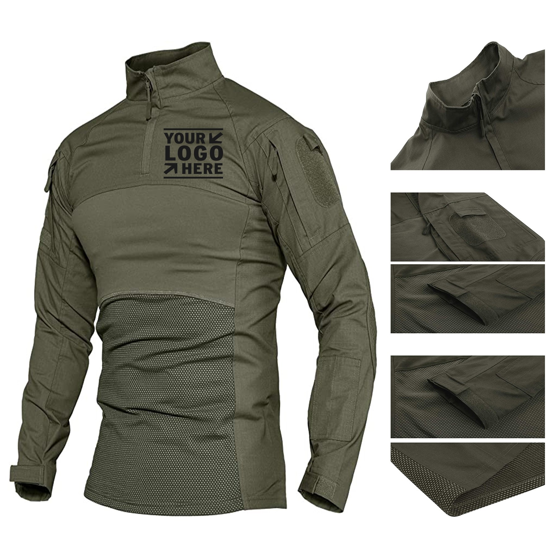 Men's Pullover Long Sleeve Army Military Shirt, custom hoodie or sweatshirt with logo imprint 2
