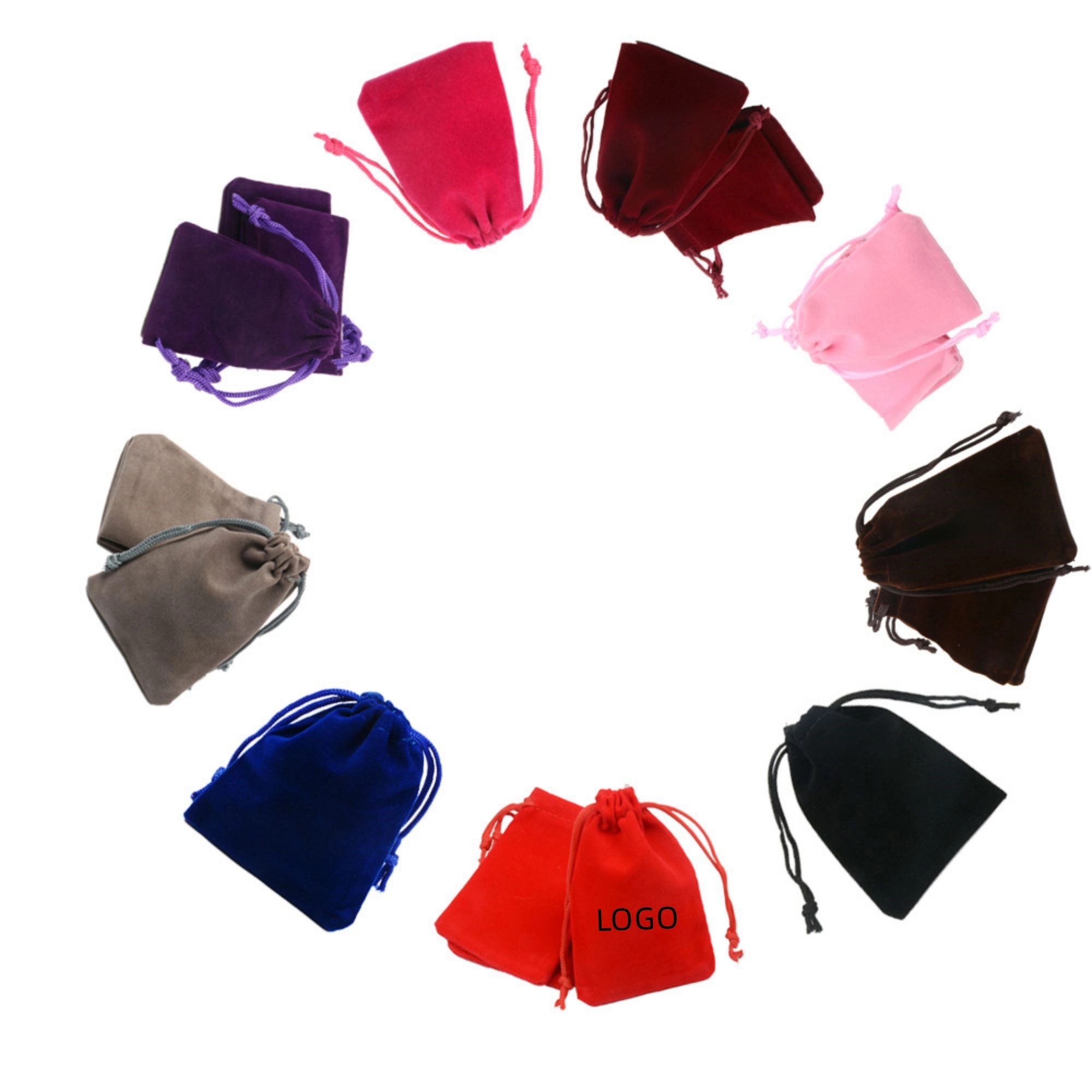 Full Color Pile Coating Drawstring Gift Bag/Velvet Pouch 2