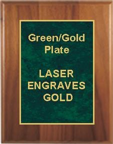 6" x 8" Cherry Finish Plaque with a Green Marble Designer Plate 1